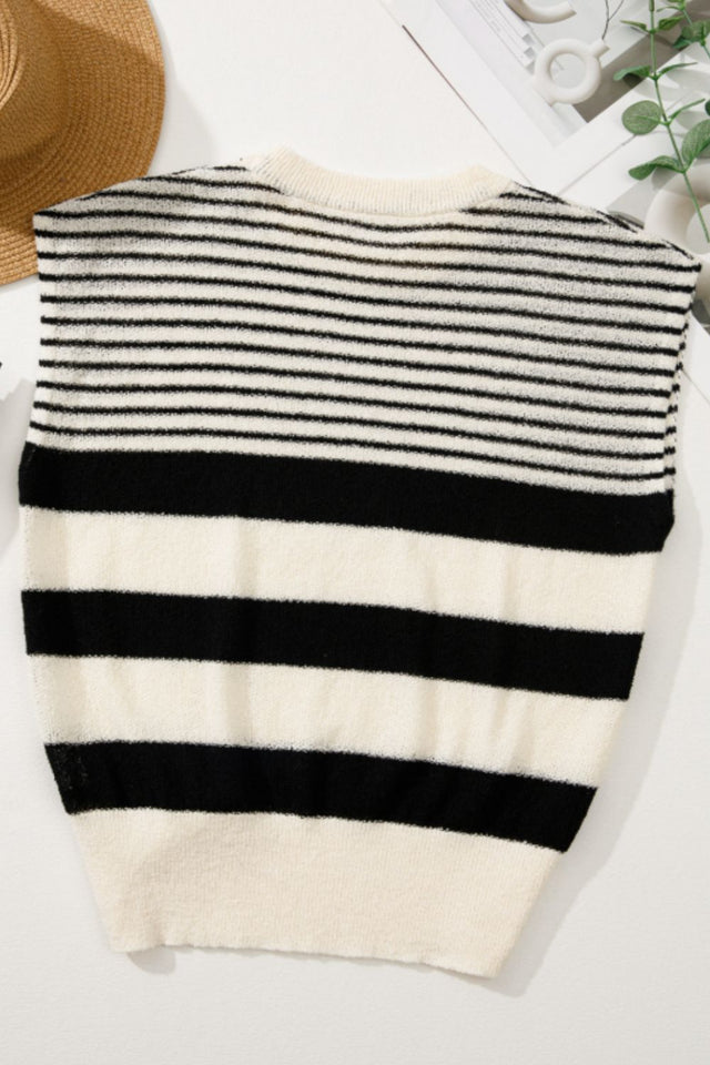 Striped Round Neck Sweater Vest | Hanalas