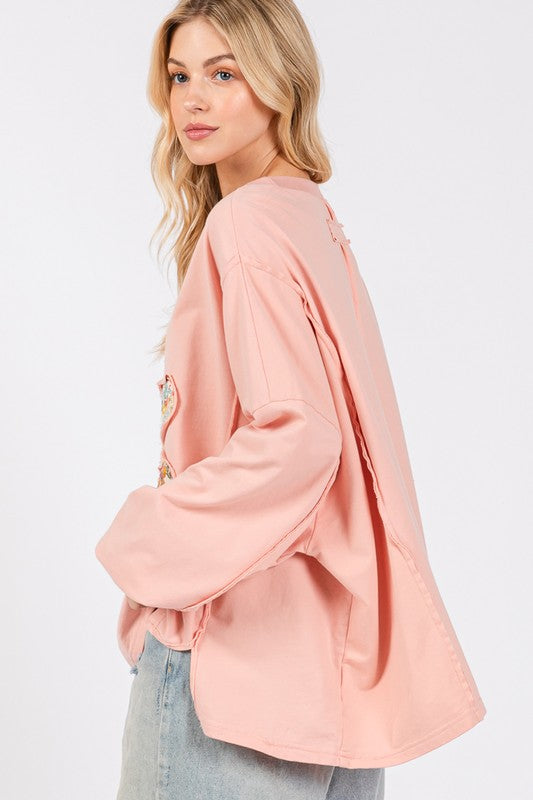 SAGE + FIG Flower Patch Dropped Shoulder Oversize Top | Hanalas