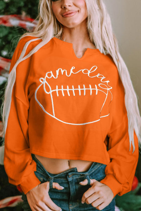 GAME DAY Football Notched Long Sleeve Sweatshirt | Hanalas