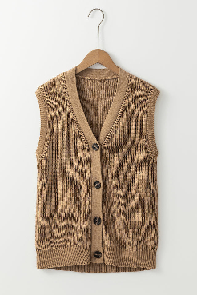 Button Up V-Neck Sweater Vest