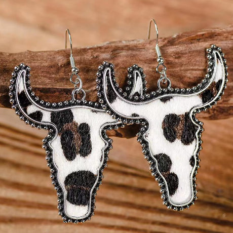 Alloy Animal Print Cow Head Earrings | Hanalas