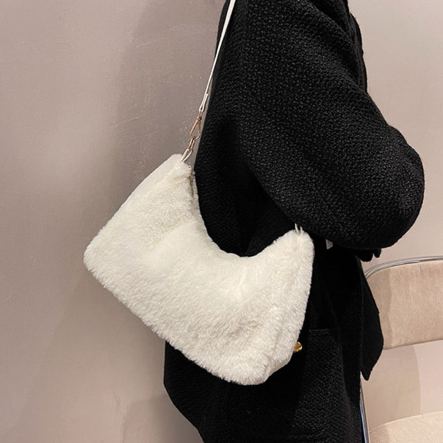 Faux Fur Removable Strap Shoulder Bag Trendsi Hanalas