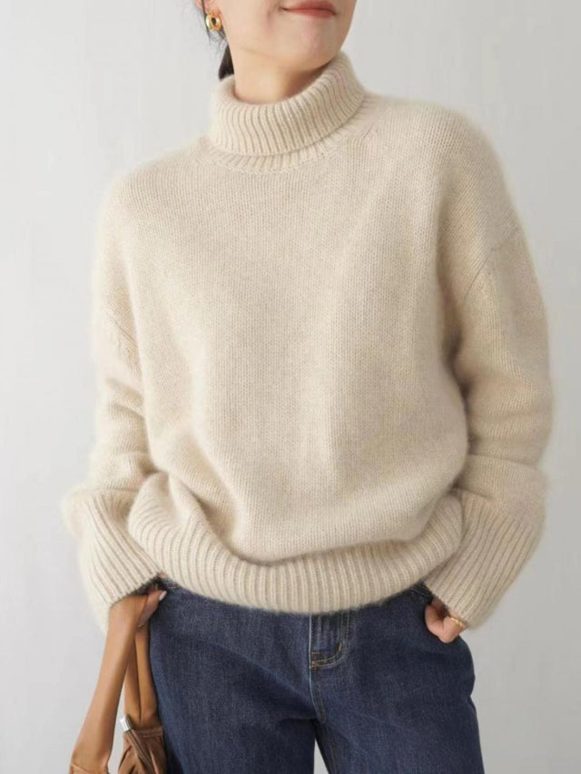 Turtleneck Dropped Shoulder Long Sleeve Sweater | Hanalas