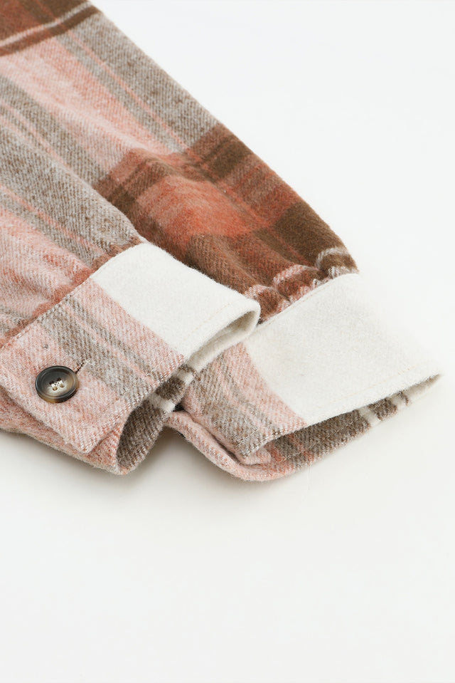 Pocketed Plaid Collared Neck Shacket | Hanalas