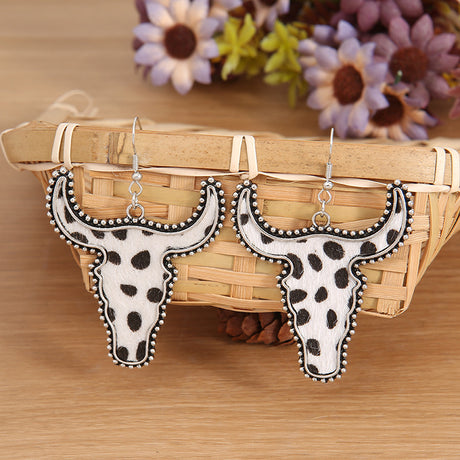 Alloy Animal Print Cow Head Earrings | Hanalas