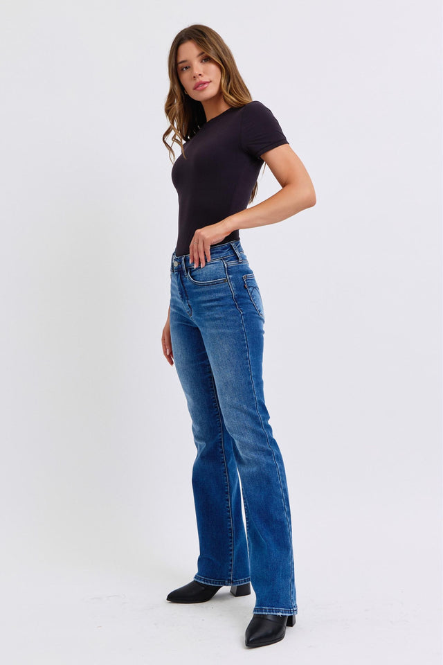 Judy Blue Full Size Run Mid-Rise Bootcut Jeans with Thermal Lining | Hanalas