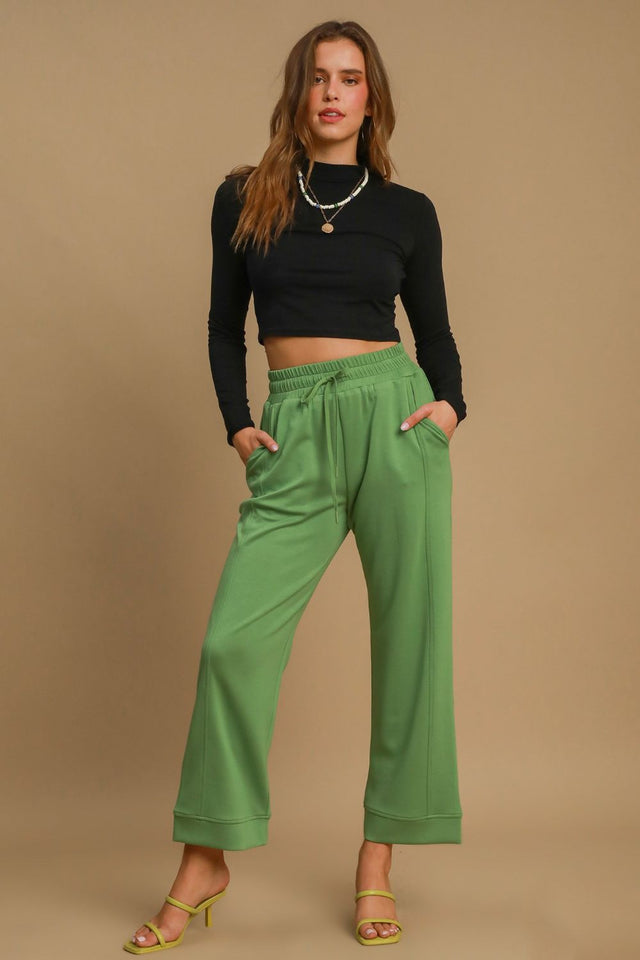 Umgee Drawstring Wide Leg Pants with Pockets | Hanalas