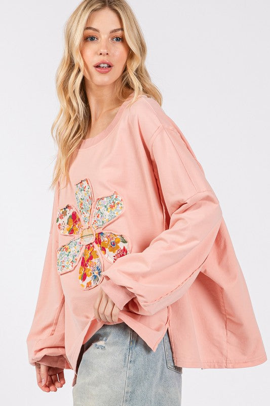 SAGE + FIG Flower Patch Dropped Shoulder Oversize Top | Hanalas