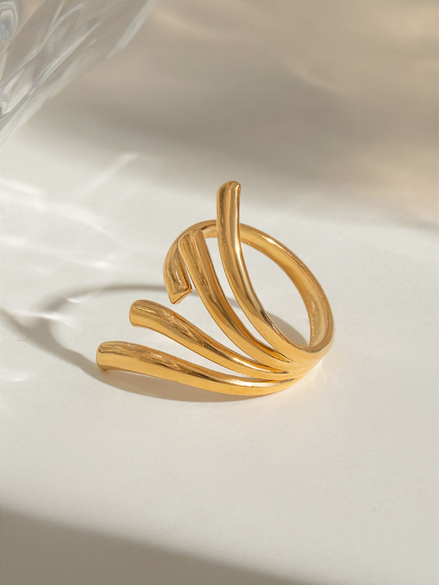 18K Gold-Plated Stainless Steel Irregular Open Ring | Hanalas