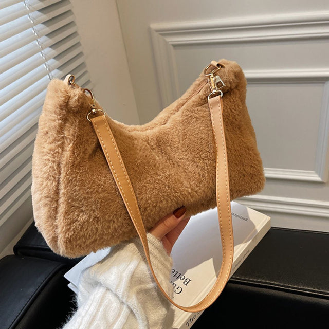 Faux Fur Removable Strap Shoulder Bag Trendsi Hanalas