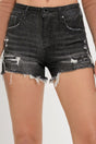 RISEN Full Size Mid Rise Raw Hem Denim Shorts | Hanalas