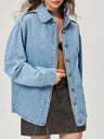 Button Up Collared Neck Denim Top | Hanalas