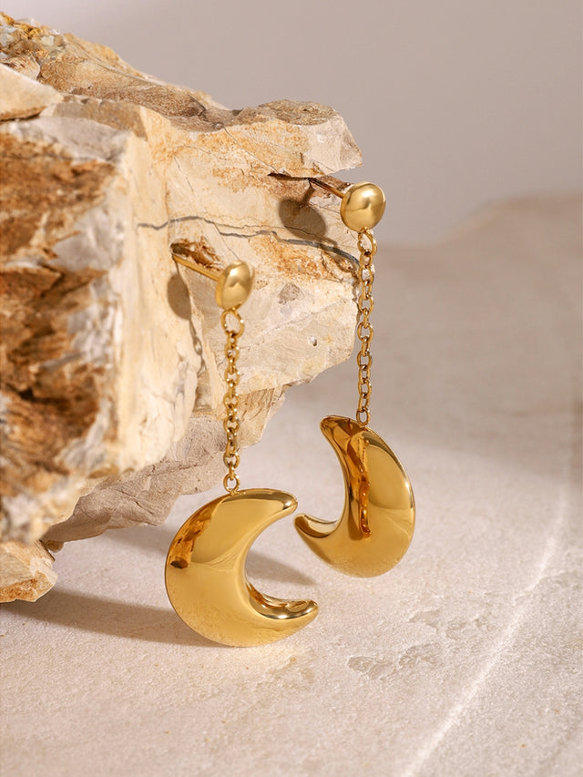 Stainless Steel Moon Dangle Earrings Trendsi Hanalas