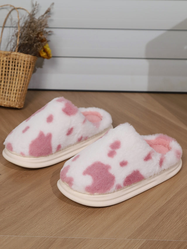 Animal Print Faux Fur Slippers | Hanalas