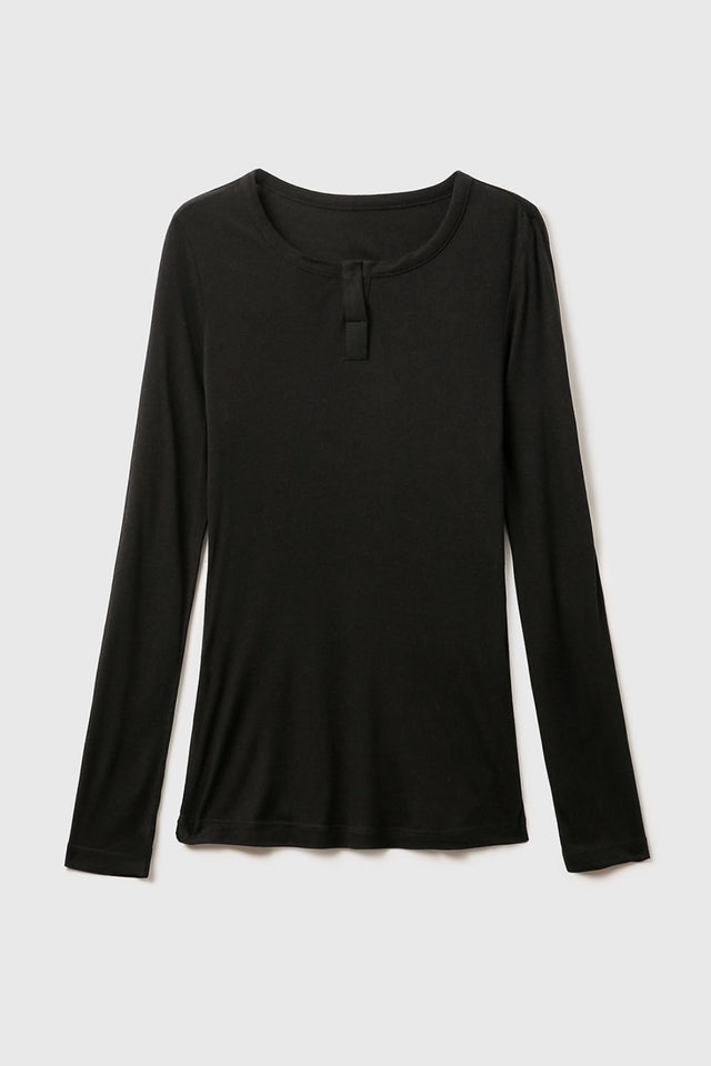 Basic Bae Notched Long Sleeve T-Shirt Trendsi Hanalas