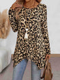 Leopard Round Neck Long Sleeve T-Shirt | Hanalas