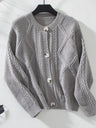 Cable-Knit Round Neck Button Up Cardigan Trendsi Hanalas