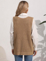 Slit V-Neck Sweater Vest