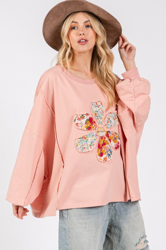 SAGE + FIG Flower Patch Dropped Shoulder Oversize Top | Hanalas