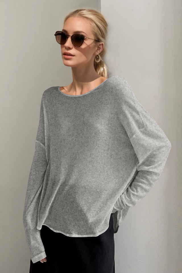 Basic Bae High-Low Long Sleeve T-Shirt Trendsi Hanalas