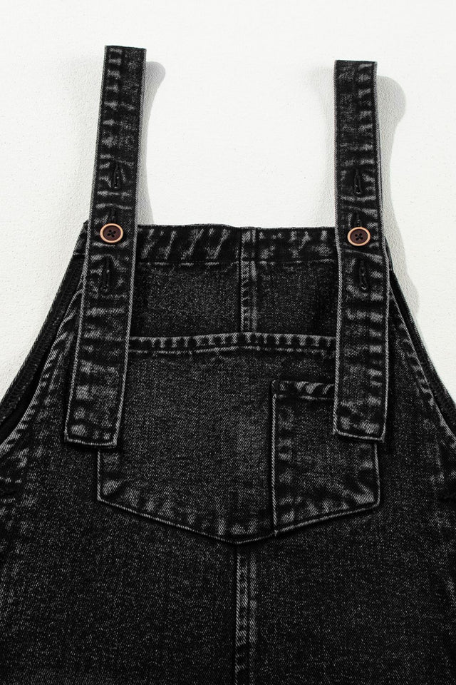 Distressed Wide Strap Denim Overalls Trendsi Hanalas