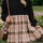 Plaid Round Neck Long Sleeve Mini Dress | Hanalas