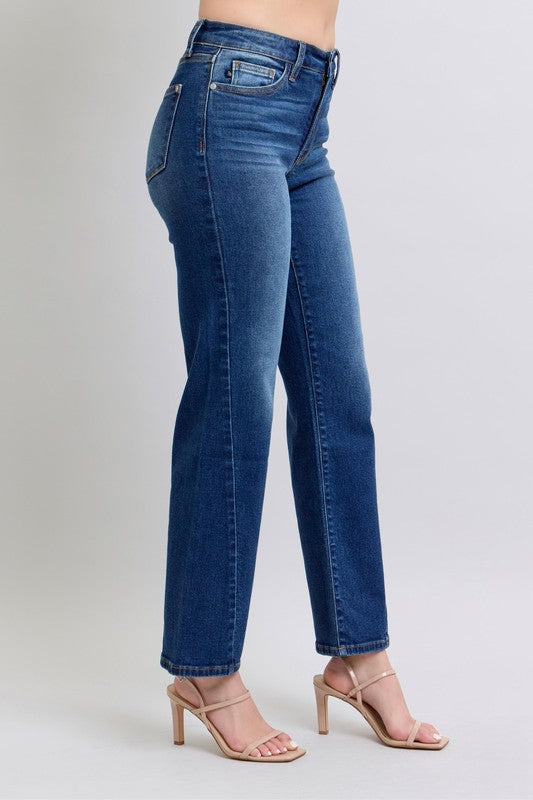 Judy Blue Full Size Side Seam Detail Straight Jeans with Pockets | Hanalas