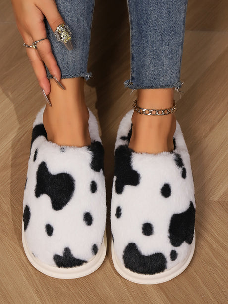 Animal Print Faux Fur Slippers | Hanalas