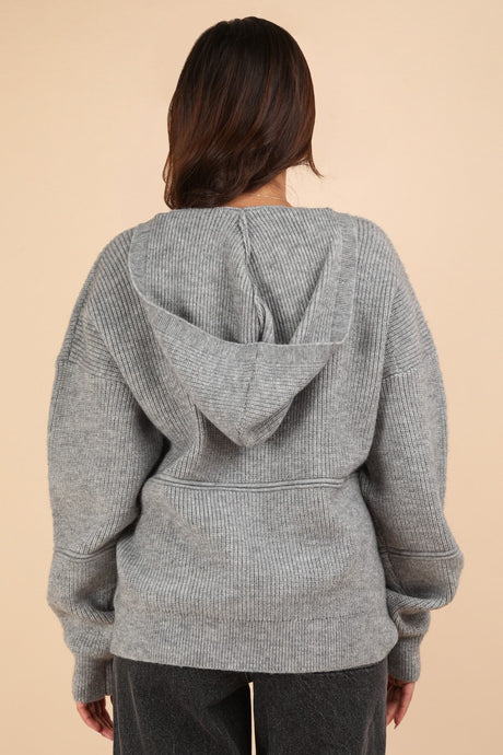 VERY J Seam Detail Drop Shoulder Hooded Sweater | Hanalas