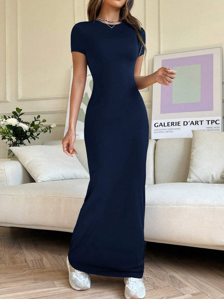 Short Sleeve Maxi Tee Dress | Hanalas