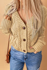 Cable-Knit Button Down V-Neck Cardigan | Hanalas