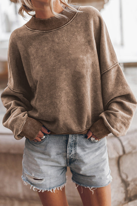 Mock Neck Dropped Shoulder Sweatshirt | Hanalas