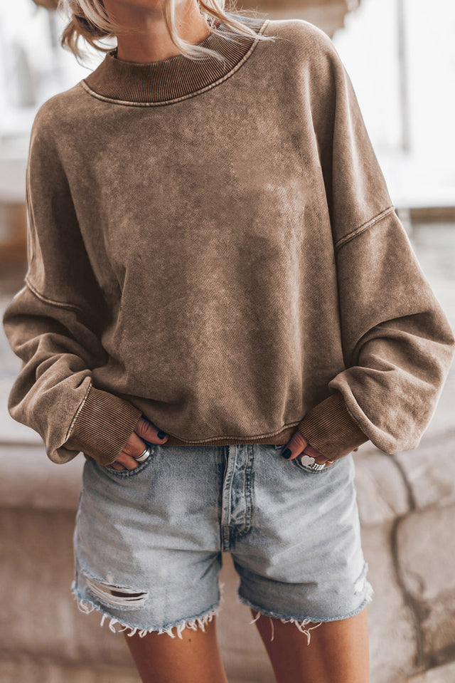 Mock Neck Dropped Shoulder Sweatshirt | Hanalas