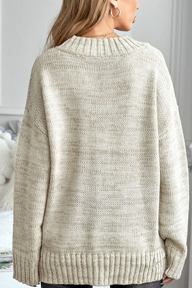 V-Neck Dropped Shoulder Sweater | Hanalas