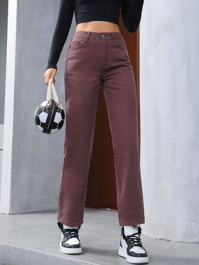 Straight Leg Jeans with Pockets | Hanalas