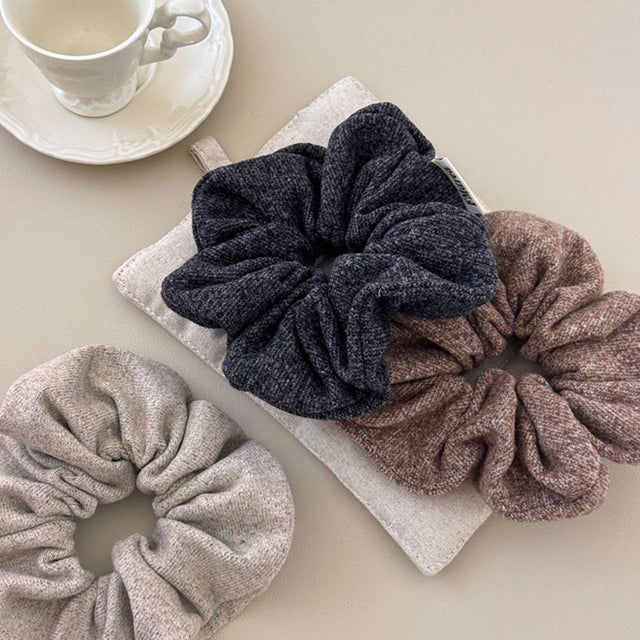 3-Piece Ruched Heathered Elastic Hair Scrunchy Trendsi Hanalas