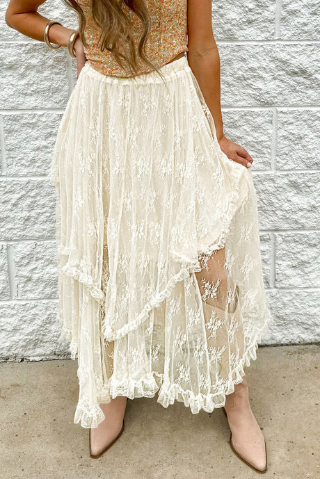 Lace Tiered Midi Skirt | Hanalas