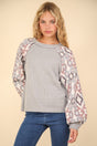 VERY J Printed Long Sleeve Round Neck Knit Top | Hanalas