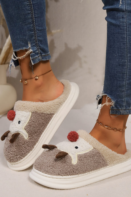 Elk Furry PVC Flat Slippers | Hanalas