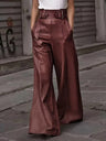 Half Elastic Waist Wide Leg Pants | Hanalas