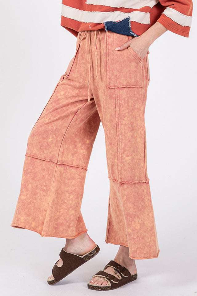 SAGE + FIG Mineral Washed Terry Wide Leg Pants | Hanalas