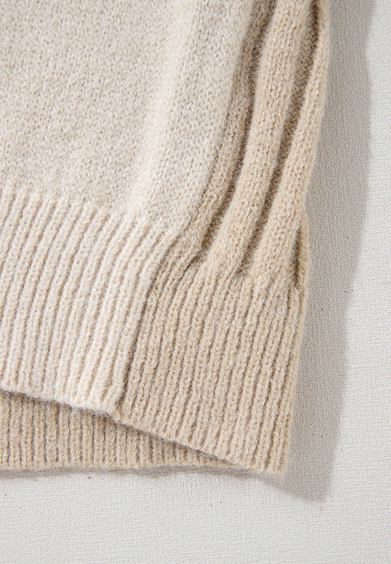 Cable-Knit Color Block Round Neck Sweater Trendsi Hanalas