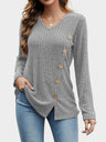 V-Neck Long Sleeve T-Shirt | Hanalas