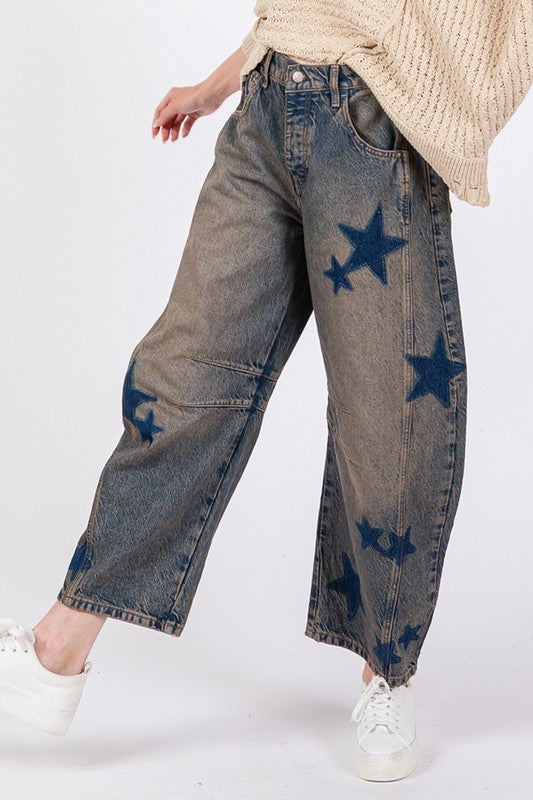 SAGE + FIG Star Wide Leg Jeans with Pockets | Hanalas