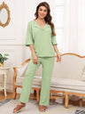 Ribbed Half Sleeve Top and Pocketed Pants Set | Hanalas