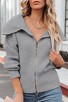 Zip Up Long Sleeve Cardigan | Hanalas