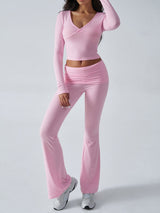 Devine Ruched Long Sleeve Top and Pants Set