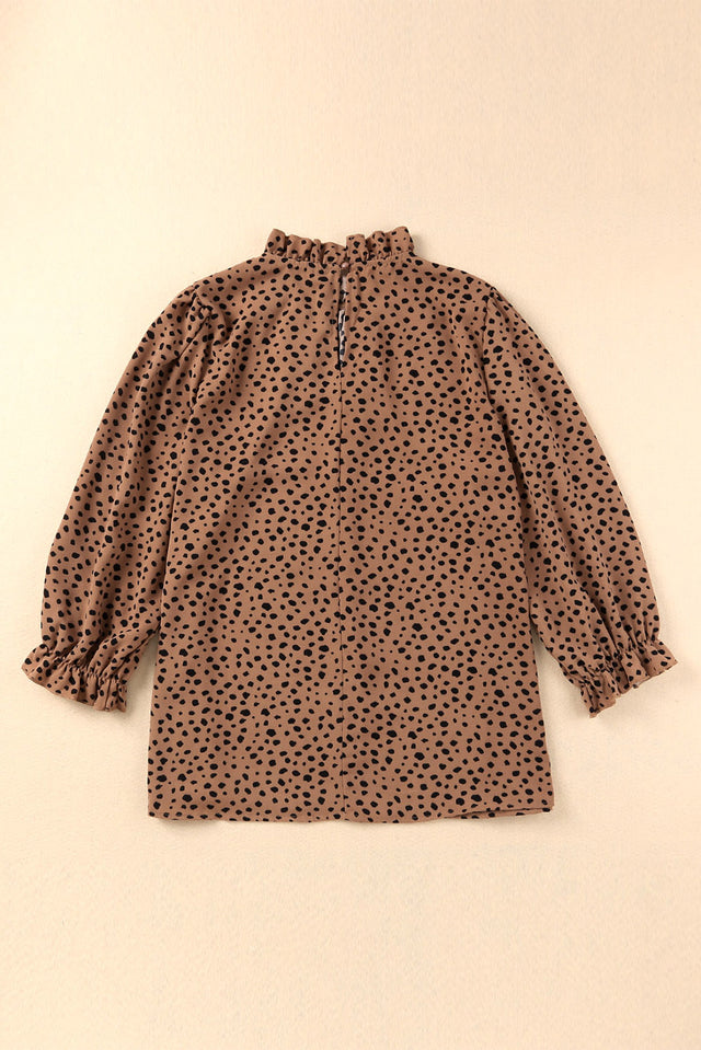 Leopard Colorblock Swiss Dot Flutter Sleeve Square Neck Mini Dress Hanalas Hanalas