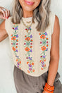 Embroidered Cable-Knit Round Neck Sweater Vest | Hanalas