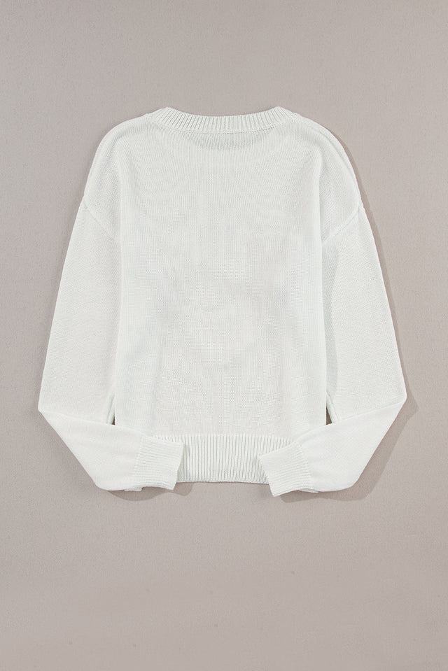 XOXO Round Neck Drop Shoulder Sweater | Hanalas